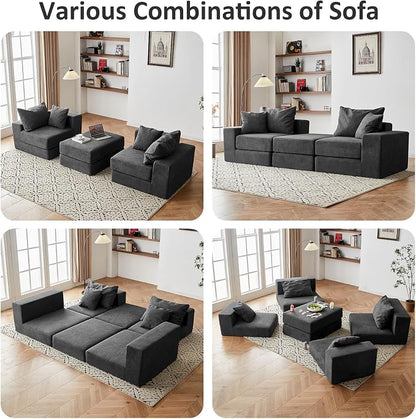 Modular Sectional Loveaeat Cloud Sofa, Boneless Couch - Image 6