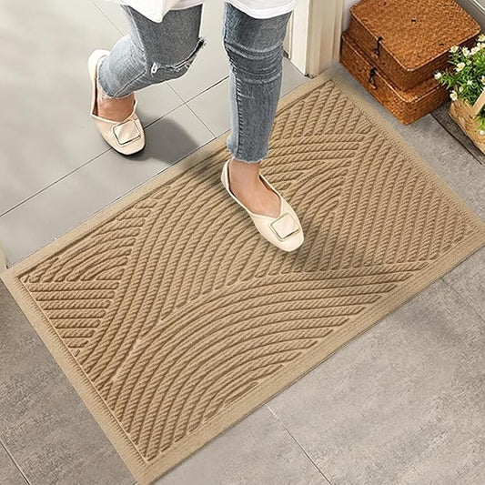 Sturdy Front Door Mat, Absorbent Muddy Dirt Resist Welcome Door Mats Outdoor by HIYARD