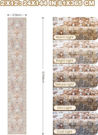 Hallway Runner Rug 2x12 Extra Long Washable Runner, Non Slip Runner - Image 2