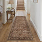 2x6 Brick Red Vintage Floral Washable Runner Rug by HUGEAR