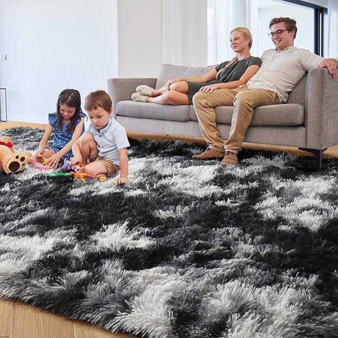 9x12 Area Rugs Living Room, Extra Large Black White Grey Rugs - Image 2