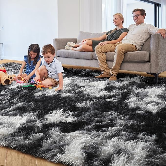 Black White Grey Area Rugs for Living Room Bedroom Aesthetic, 8x10 Rug - Image 7
