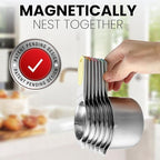 Spring Chef Magnetic Stainless Steel Measuring Cups (Patent Pending), Kitchen Tools with Easy to Read Markings for Measuring Dry or Liquid Ingredients, Set of 7, Pastel