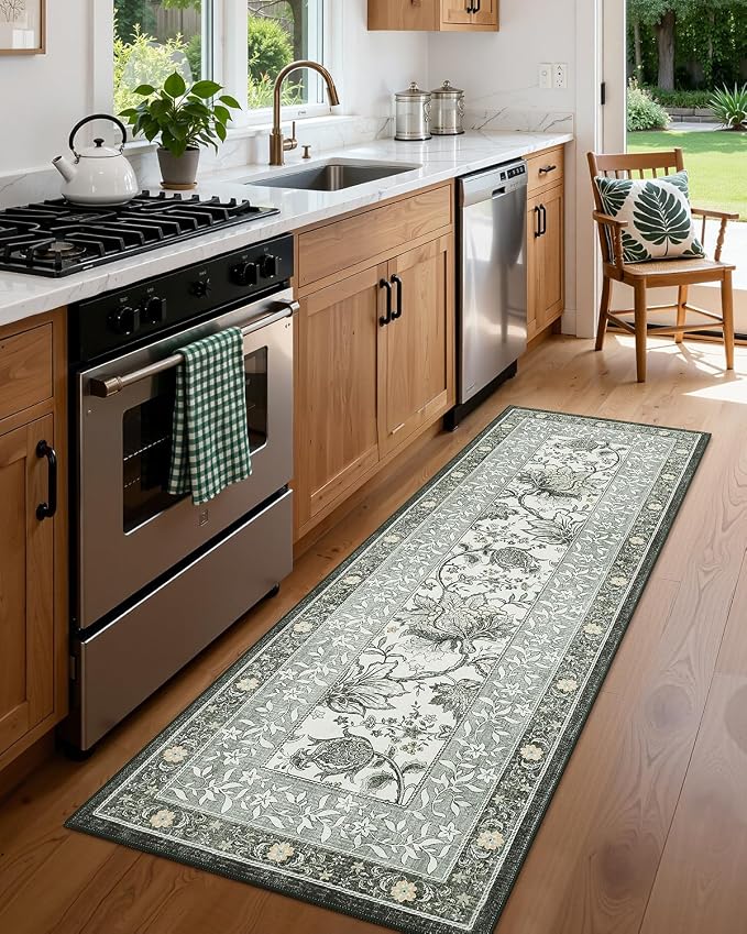 GarveeHome Provence Fog 2.5 x 8 Washable Kitchen Runner Rugs Non Slip Vintage - Image 2