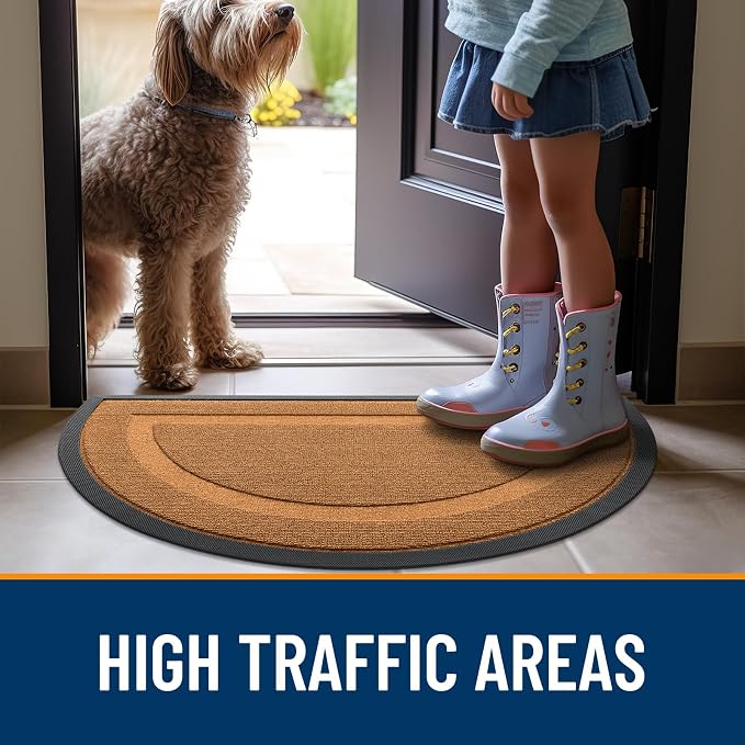 OLANLY Half Circle Front Door Mat Outside 29.5x17 All-Season Rubber Doormat | - Image 7