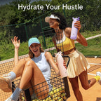Insulated Water Bottle with Straw - Encool Stainless Steel Water Bottle, Reusable Leakproof and BPA-Free for Sports, Travel, Cold for 24 Hours, 24 oz, Ocean