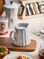 Ceramic Creamer Pitcher,17 Oz Coffee Creamer Container with Handle, Small Milk Pitcher Pourer for Sauces, Salad, Gray