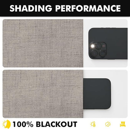 MIULEE 100% Blackout Linen Curtains 42 x 108 Inch Greige 2 Panels | Thermal - Image 7