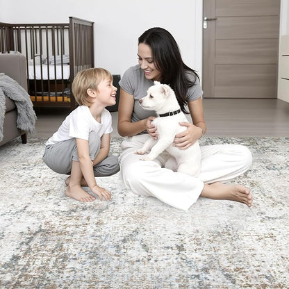 Area Rug Living Room: 3x5 Modern Washable Indoor Soft Carpet Brown | - Image 8