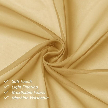 Gold Sheer Curtains 78 Inches Long 2 Panels, Breathable Solid Voile Light - Image 6