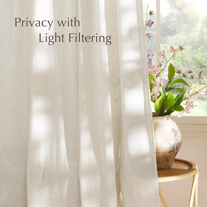 NICETOWN Thick Linen Blend Curtains Flax Textured - Image 3