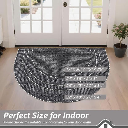 BEQHAUSE Dirt Trapper Door Mat 36" x 60" Half Circle Non Slip, Charcoal | - Image 3