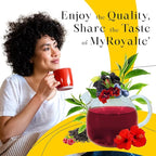 MyRoyalte Mountain Berry Puerh Tea Organic - Hibiscus Tea Loose Leaf Tea With Blueberries Grapes Mullberries - Pu'er tea Rosehip Tea - Organic Herbal Tea Chinese Tea Gift Idea for Tea Lovers - 3 oz