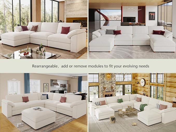 EASE MOOSE Modern 3 Seat Sectional Modular Sofa, FSC Certified Chenille Comfty - Image 6
