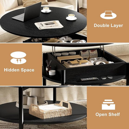 FABATO Round Lift Top Coffee Table - Image 6