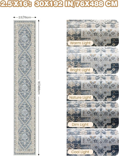 Washable Runner Rug 2.5x16, Non-Slip Long Kitchen Rugs, Soft Hallway Runner - Image 2