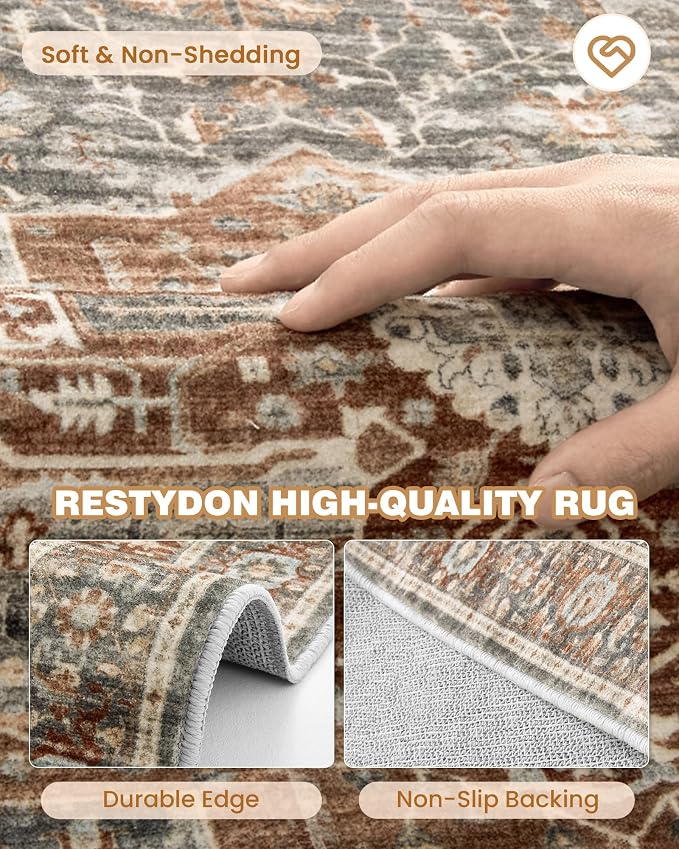 Runner Rug 2x8 Runners for Hallways Washable Rugs, Non Slip Low Pile Soft - Image 7