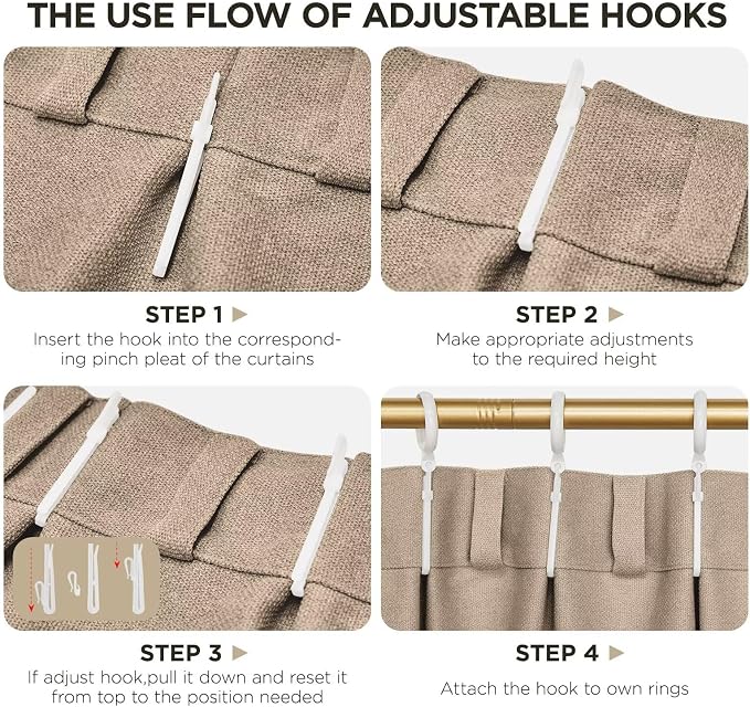 Joydeco Thick Linen Pinch Pleated Curtains 84 Inch Long 2 Panel Set - Image 8