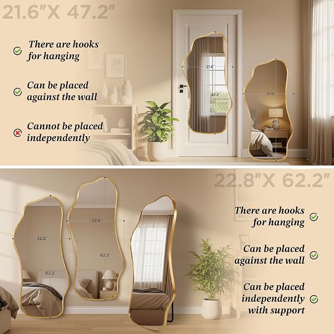 Bathroom Mirrors for Over Sink-Horizontal or Vertical Hanging 47.2"x21.6" Gold - Image 5