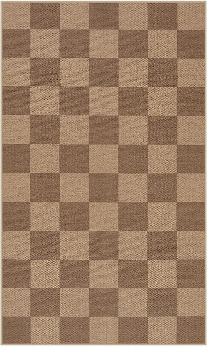 Lahome Checkered Easy Jute 3x5 Outdoor Rug, Washable Rugs - Image 9
