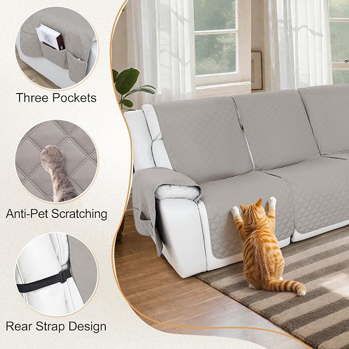 HDCAXKJ 100% Waterproof Reclining Sectional Couch Covers L Shape Recliner Sofa - Image 7