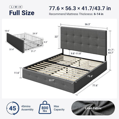 Allewie Upholstered Full Size Platform Bed Frame - Image 2