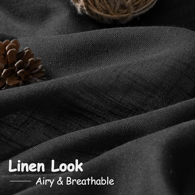 Black Linen Curtains 120 inch Extra Long - Image 3