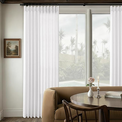 White Pinch Pleated Curtains 132 Inches Long Extra Wide Linen | Semi Sheer - Image 6