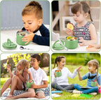 14oz Insulated Vacuum Food Jar with Buckle Lid,Soup Thermo for Hot Food Kids,Wide Mouth Leakproof Stainless Steel Lunch Container with Spoon-Green