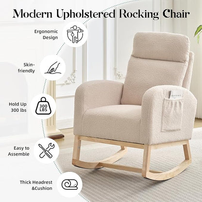 GAOMON Rocking Chair Glider for Nursery, Comfy Rocker Nursery - Image 4