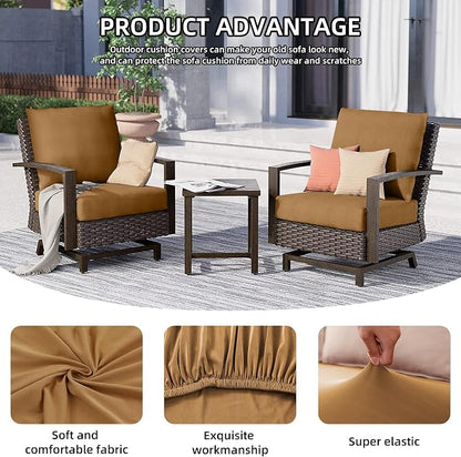 12Pcs Outdoor Cushion Covers, Elastic Patio Cushion Covers | Washable, - Image 3