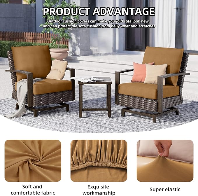 8Pcs Outdoor Cushion Covers, Elastic Patio Cushion Covers | Washable, - Image 3