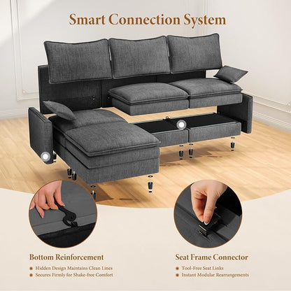 Vesgantti 108" Sectional Sleeper Sofa, 6-Seater Oversized Modular Cloud Couch - Image 5