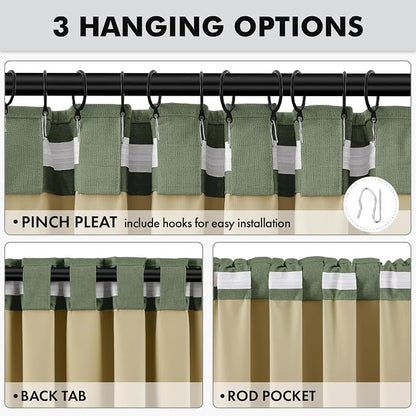 MIULEE 100% Blackout Linen Curtains 42 x 72 Inch Olive Green 2 Panels | Thermal - Image 5