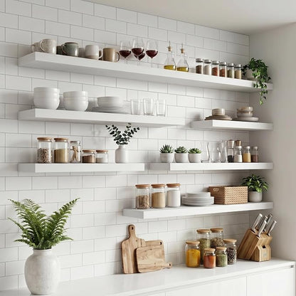 FLYJOE Floating Shelves for Wall, 72 Inch Floating Shelves Set of 2, Kitchen - Image 5