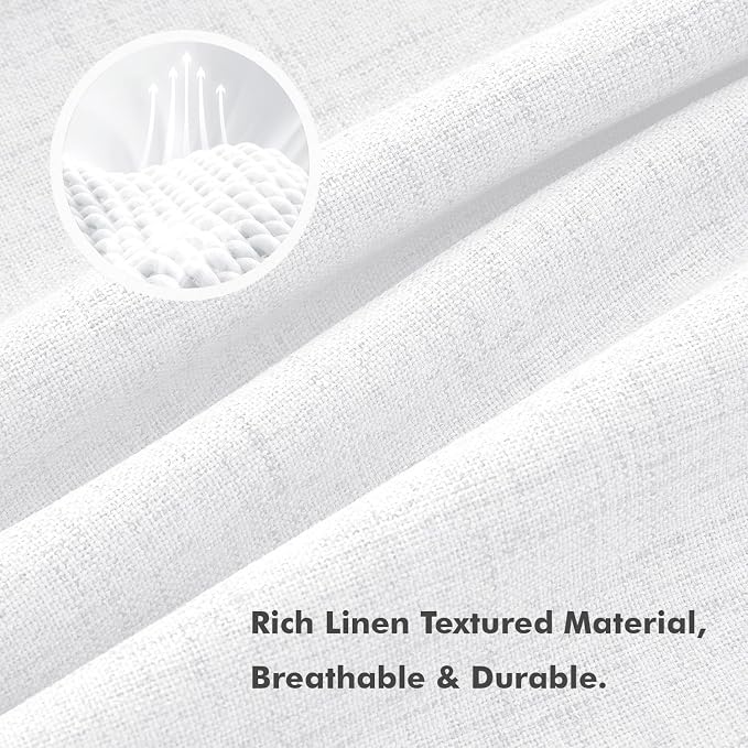MIULEE 100% Blackout Linen Curtains 42 x 72 Inch Bright White 2 Panels | - Image 3