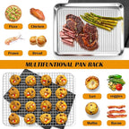 P&P CHEF Baking Oven Pan with Wire Rack, Stainless Steel Baking Oven Sheet Tray, Bacon Pan and Cooling Rack for Cooking Roasting Cookie, Dishwasher Safe & Easy Clean, 17.5 x 13 x 1 Inch