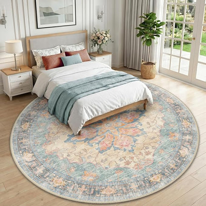 RELEANY Washable Area Rug, Round 10ft, Water Repellent, Pet Friendly, Vintage - Image 2