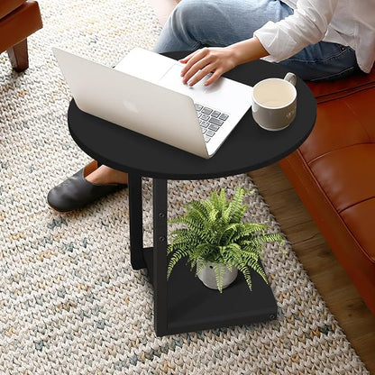 Hosfais Small Side Table End Table, C-Shaped Wood Coffee Table TV Tray - Image 7