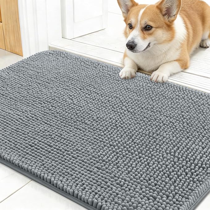 OLANLY Dog Door Mat for Muddy Paws 24x16, Super Absorbent Chenille Mud Mat | by OLANLY