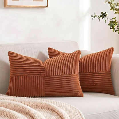 Fancy Homi 2 Packs Rust Lumbar Decorative Throw Pillow Covers 12x20 Inch by Fancy+Homi