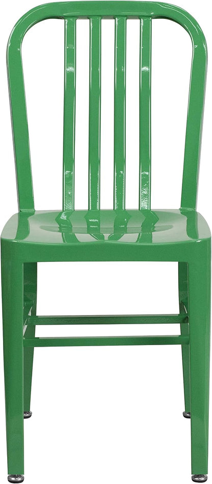 Flash Furniture Gael Commercial Grade 2 Pack Green Metal Indoor-Outdoor Chair - Image 5