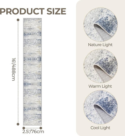 2'6 x 16' Runner Rug Non Slip, Washable Kitchen Rugs, Living Room, Extra Long - Image 2