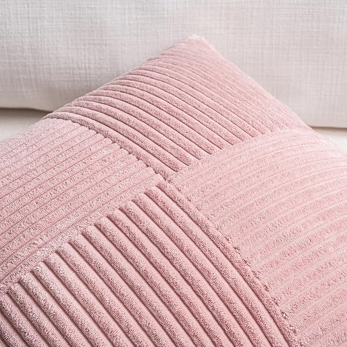 Fancy Homi 2 Packs Blush Pink Big Decorative Throw Pillow Covers 24x24 Inch - Image 3