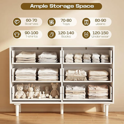 FUQARHY 6 Drawer Dresser Rattan Dresser Modern Chest - Image 4