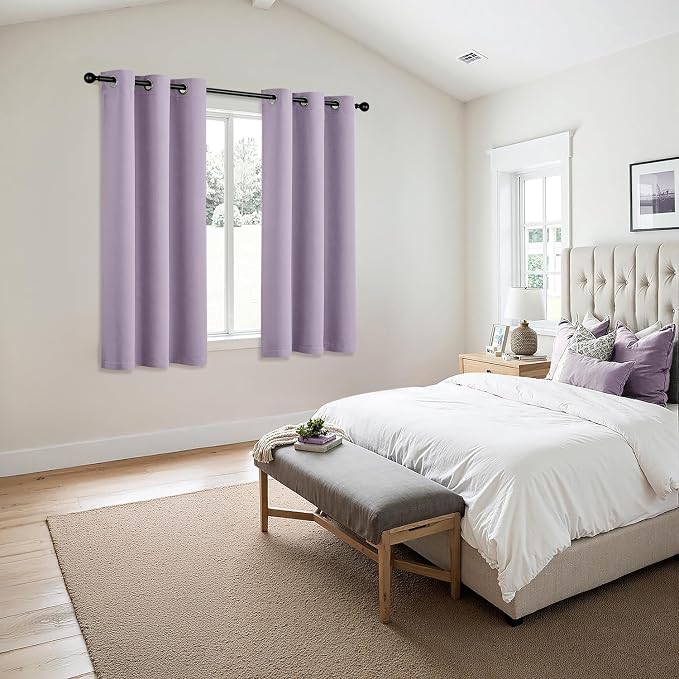 MIULEE Blackout Curtains for Bedroom 2 Panels 40 x 63 Inch Long Lilac | Thermal - Image 6