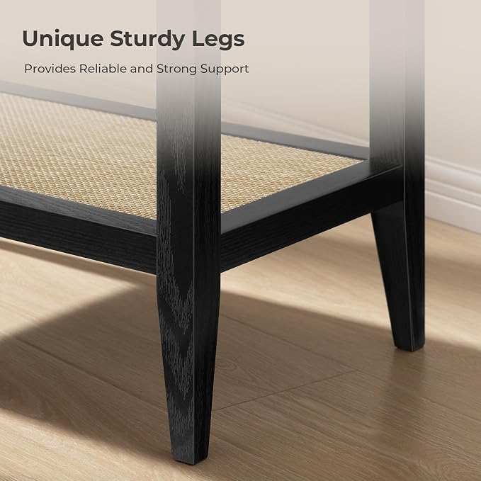 SICOTAS Rattan Nightstand Bedside Table - Image 5