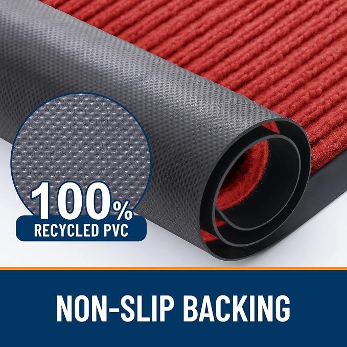 OLANLY 2-Pack Front Door Mats 47x32, Waterproof Heavy-Duty Doormats | Red - Image 3