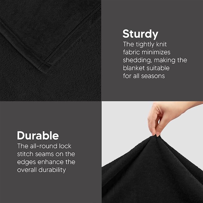 Utopia Bedding Ultra Soft Fleece Bed Blanket Queen Size Black | Microfiber - Image 5