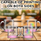 Custom Libbey Clear Glass Coffee Mugs 13 oz. Set of 50, Personalized Bulk Pack - Perfect for Coffee, Tea, Espresso, Hot Cocoa, Other Beverages - Pink Bottom